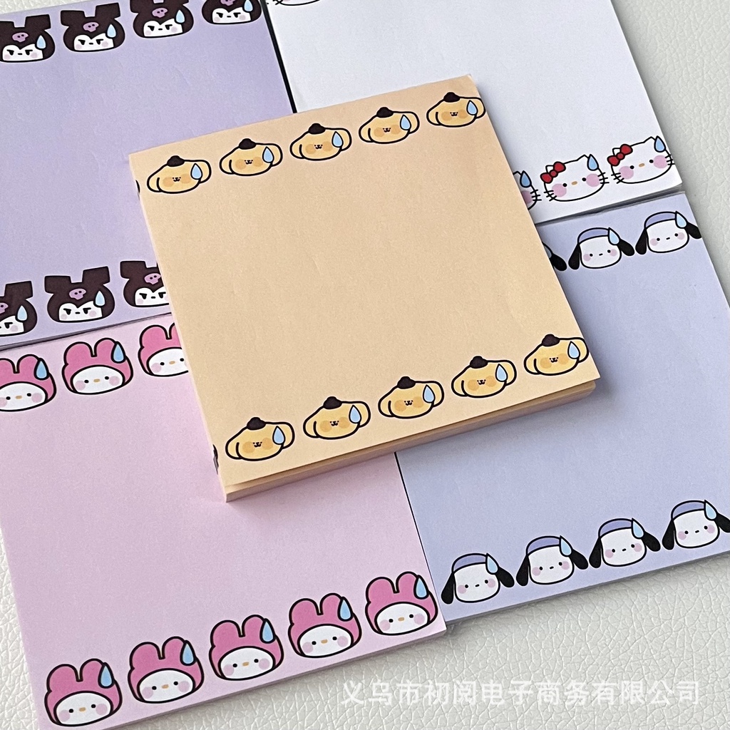 SANRIO Bộ 50 Tờ Giấy Ghi Chú Tự Dính Chống Thấm Mồ Hôi In Hình Biểu Tượng Cảm Xúc Dễ Thương