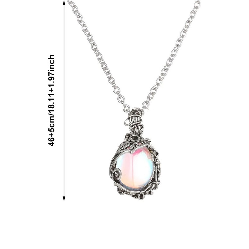 (Hot Sale) Vòng cổ HợP Kim ĐíNh Đá MặT Trăng Tự Nhiên Vintage