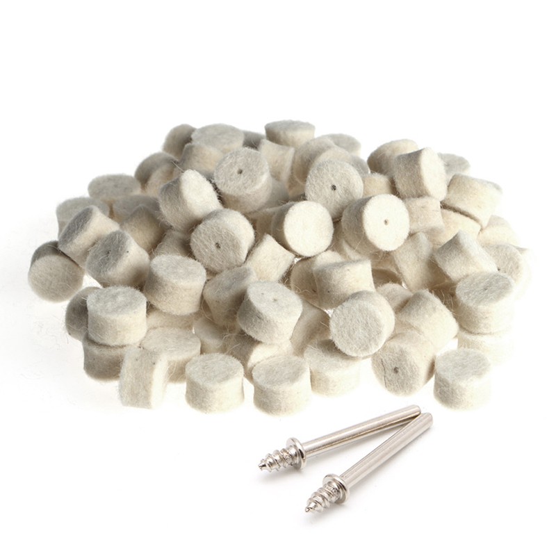 Bộ 100 Miếng Len Đánh Bóng 13mm + 2 Đầu Mài