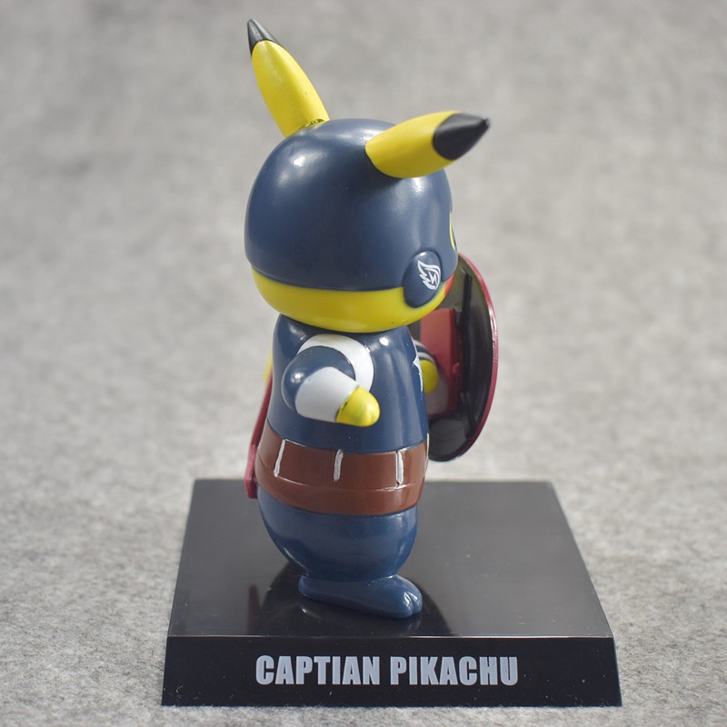 Búp bê mô phỏng Pikachu cosplay Captain America/Deadpool 15CM bằng PVC độc đáo