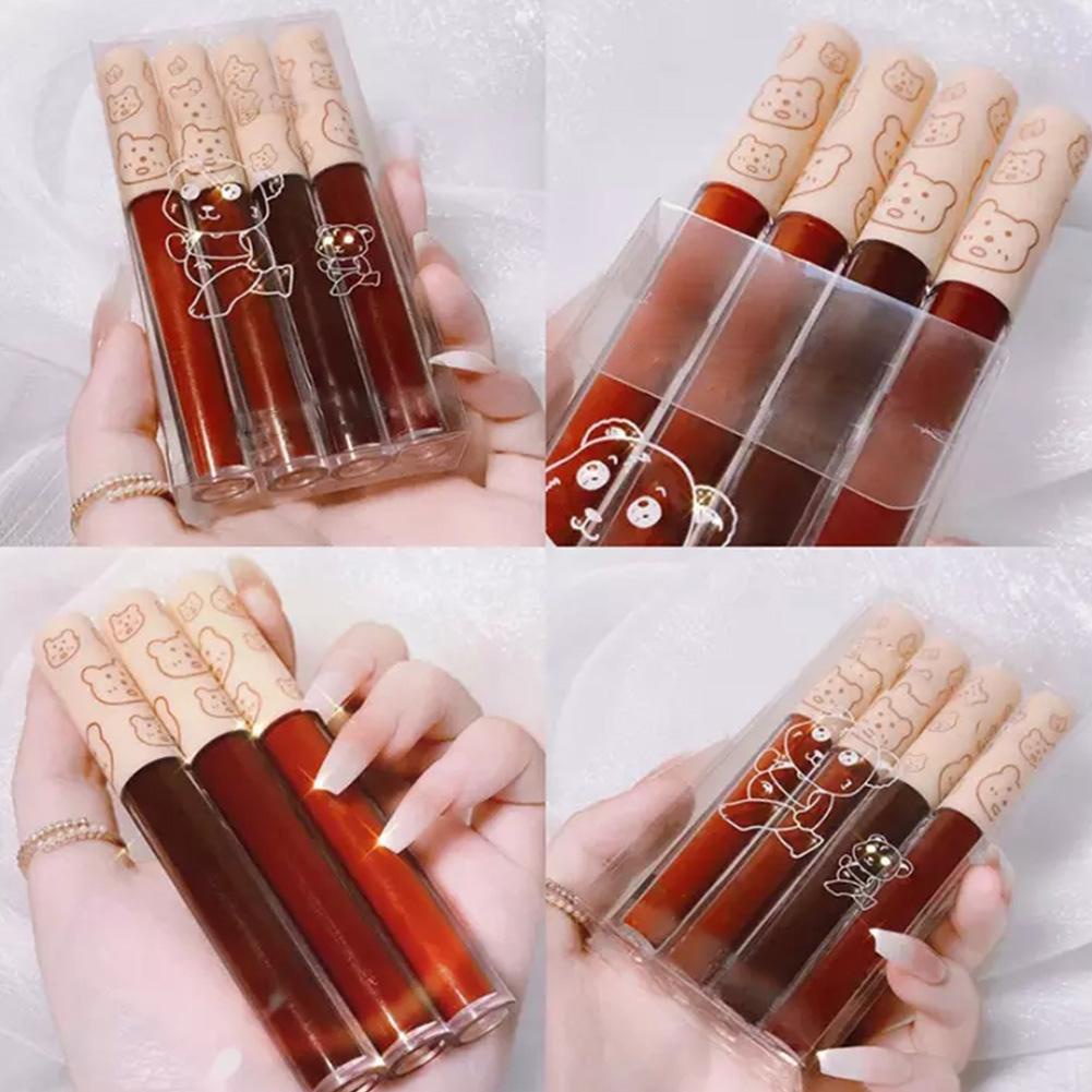 Set 4 Son Kem Lì Mịn Mượt Như Nhung Không Bết Dính Và Không Khô Môi 4 Màu Tùy Chọn I3K3