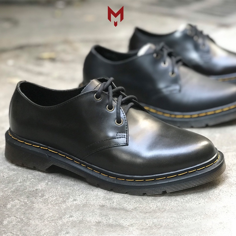 Giày nam da bò cao cấp dr.martens 1461 MAD Shoes Đen Bẻ Đỏ