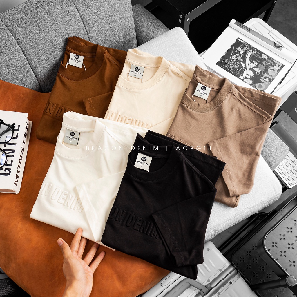 Áo Thun Dập Nổi Beacon Denim BEACON DENIM Form Vừa Chất Cotton Thoáng Mát AOPG18
