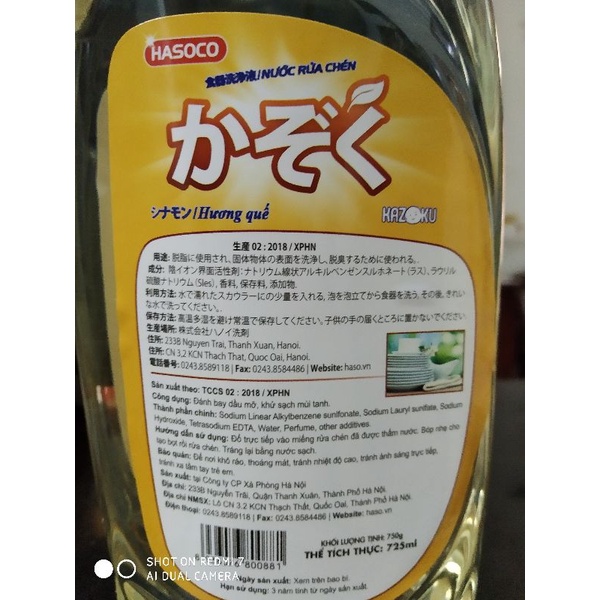 Nước rửa bát hasoco kazoku hương quế 750g