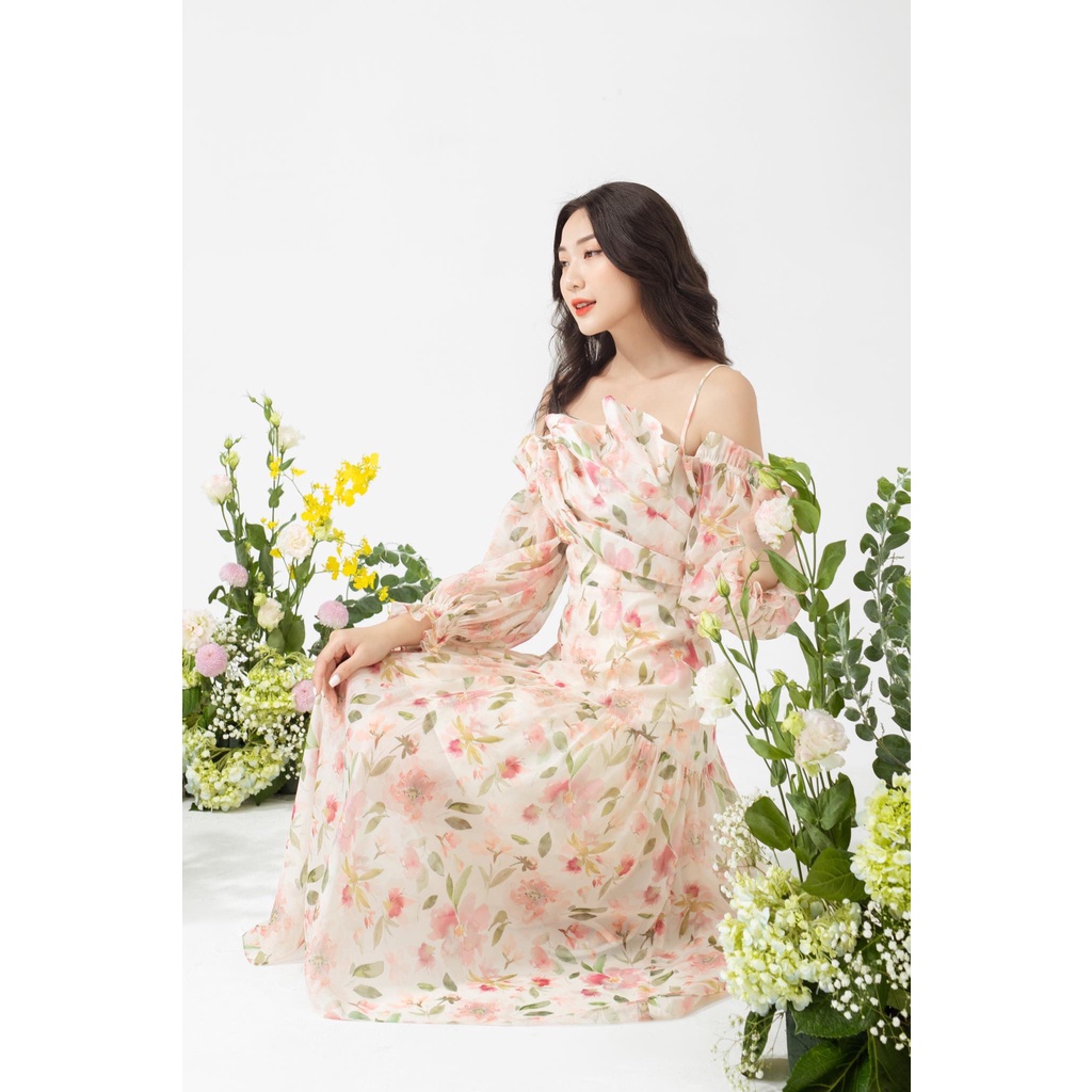 TIELA Đầm váy hoa trễ vai - Sandra Dress