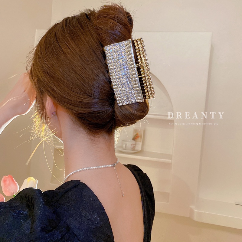 Kẹp Tóc Hình Cá Mập Dát Kim Cương Giả Đính Ngọc Trai Phong Cách Hàn Quốc Thời Trang Độc Đáo