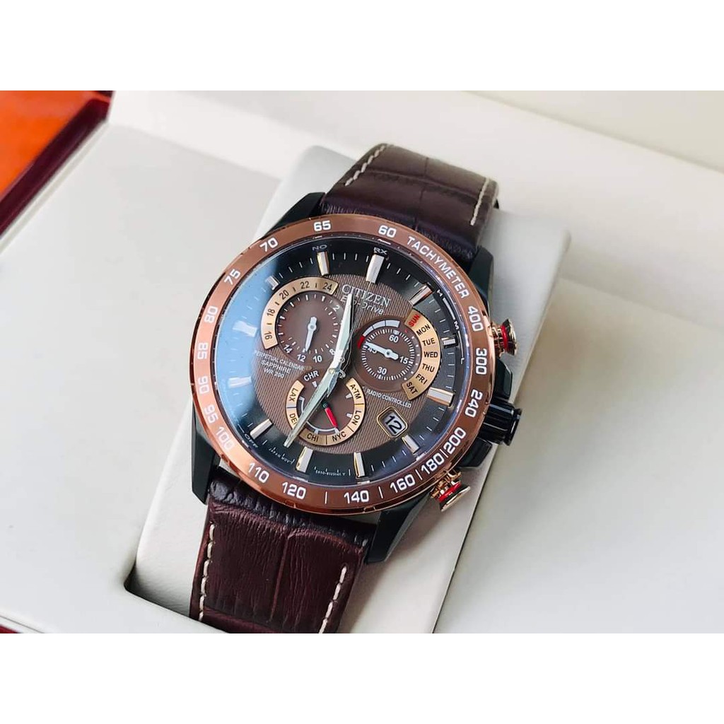 Đồng hồ nam chính hãng Citizen AT4006-06X  Tự chỉnh giờ theo sóng radio - Máy Pin năng lượng ánh sáng -Kính sapphire