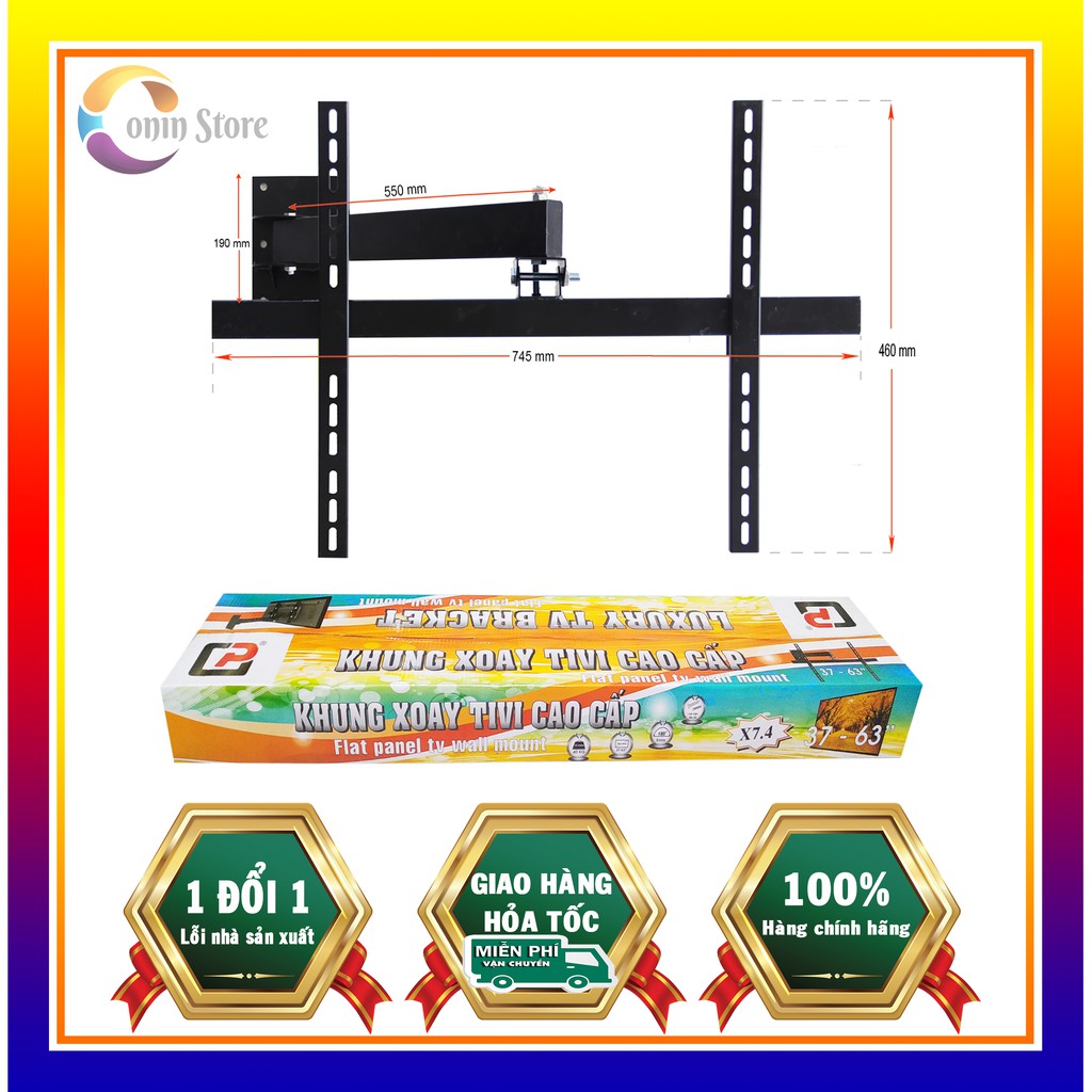 Khung Treo TIVI Cao Cấp X7.4 Khung Xoay_Từ 37 đến 63 inch - Hàng Chính Hãng CẢNH PHONG