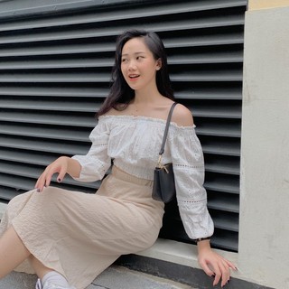 áo trễ vai thô ren lỗ tay dài SA348 1994closet