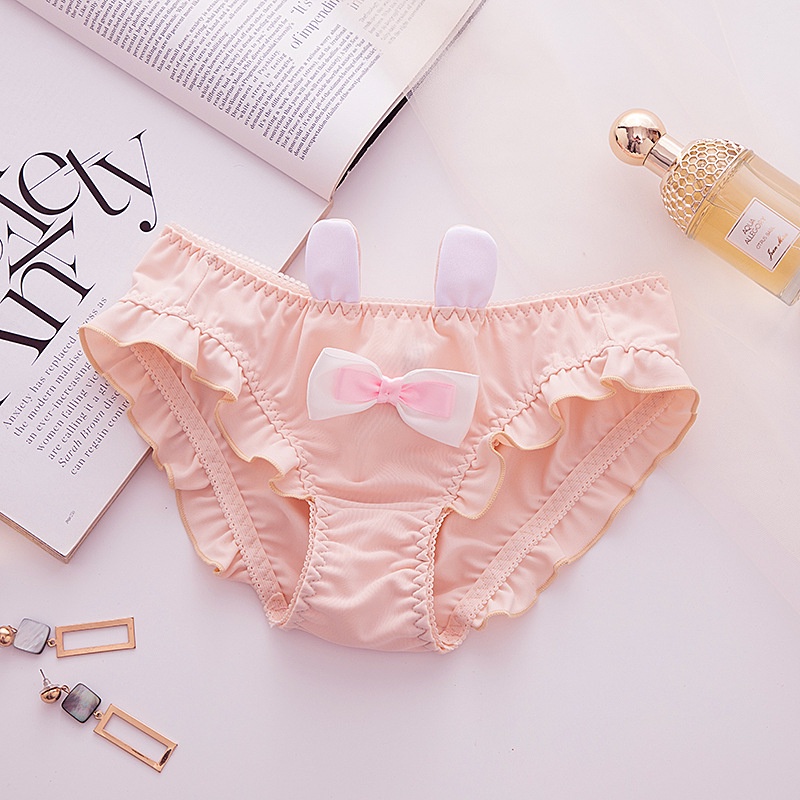 [L M - 40kg - 65kg] Tai Thỏ Lụa Băng ST051#Quần Lót Lụa Không Đường May Lưng Thấp Thoáng Khí Dành Cho Nữ 8776