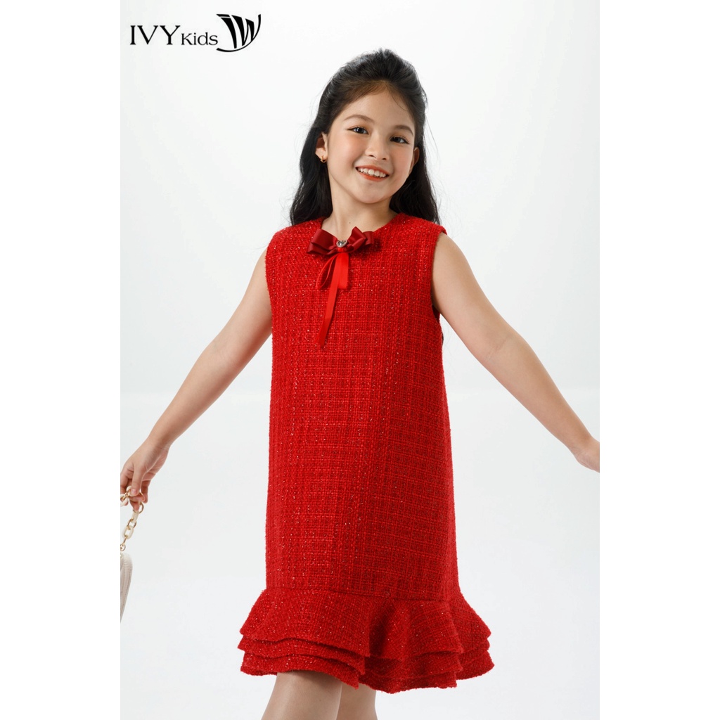 Đầm tweed dáng suông bé gái IVY moda MS 41G1413