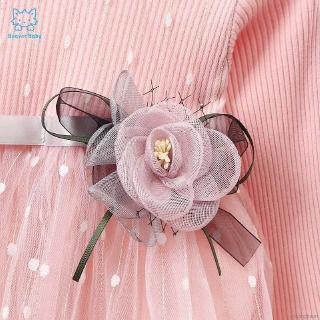 Đầm Bé Gái Tay Dài Phối Lưới