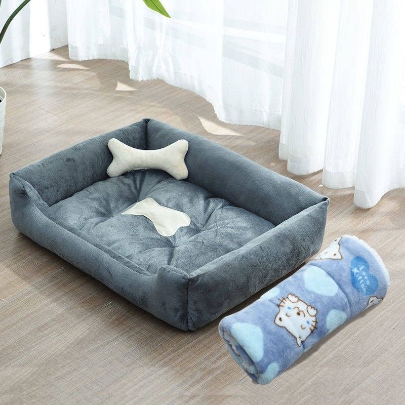 Ổ nệm sang trọng cho chó mèo tặng đồ chơi khúc xương size 1 đến 15kg