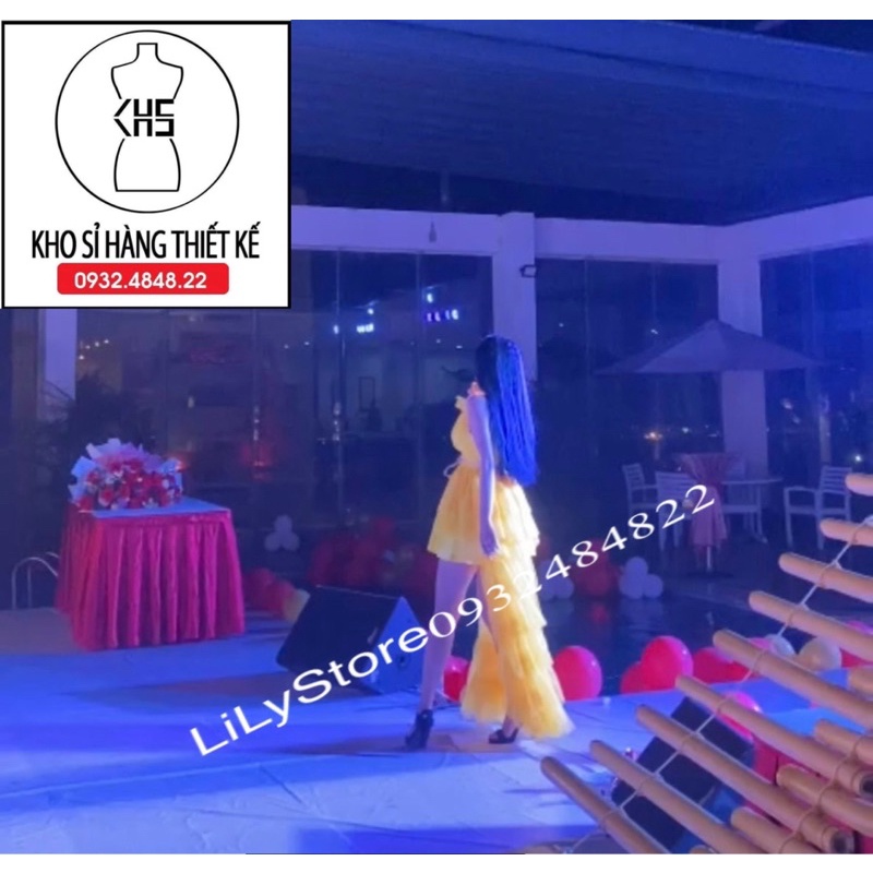 ĐẦM TẦNG ĐUÔI TÔM KÈM DÂY RUY BĂNG FULL SIZE S/M/L/XL ( ảnh và video khách nhà lily 1000%)