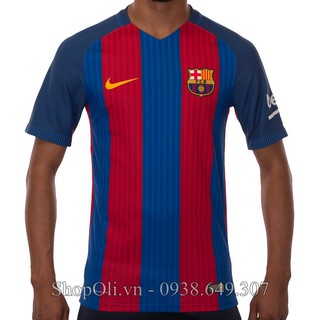 Áo Barcelona xanh sọc đỏ sân nhà