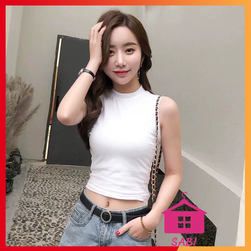 [GIÁ SỈ] Áo croptop sát nách chất cotton dày dặn co giãn 4 chiều SABI SHOP FREE SIZE DƯỚI 60KG