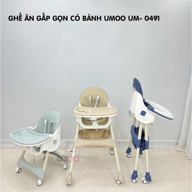 Ghế ăn gấp gọn có bánh umoo 2021 um-0491