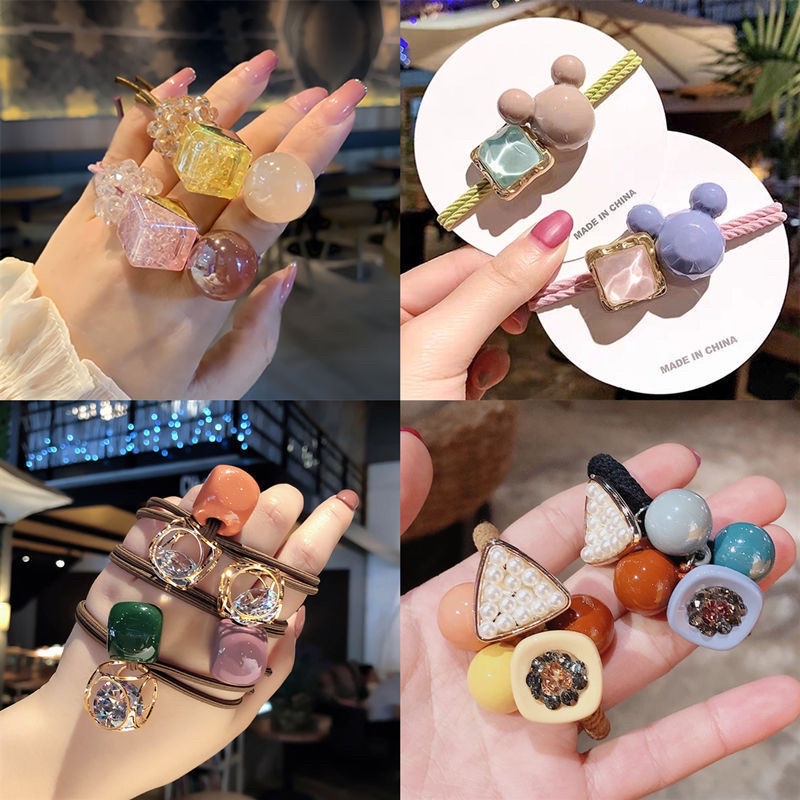 Dây buộc tóc set 20 chun buộc tóc túi nhựa trong mix nhiều hình dễ thương