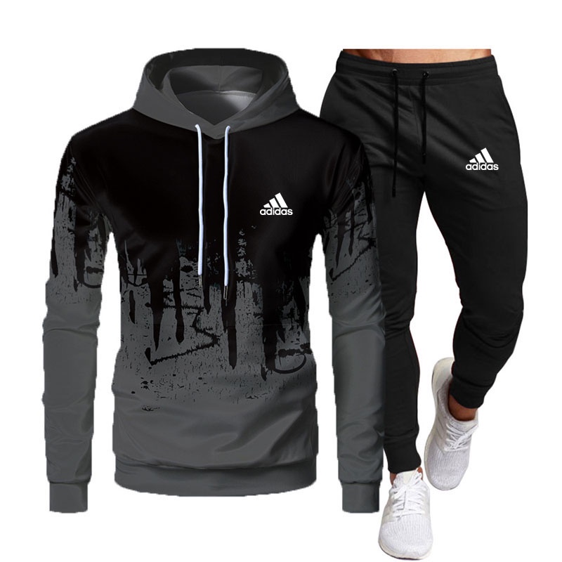 Set áo hoodie và quần dài thể thao Adidas thời trang thu đông cho nam