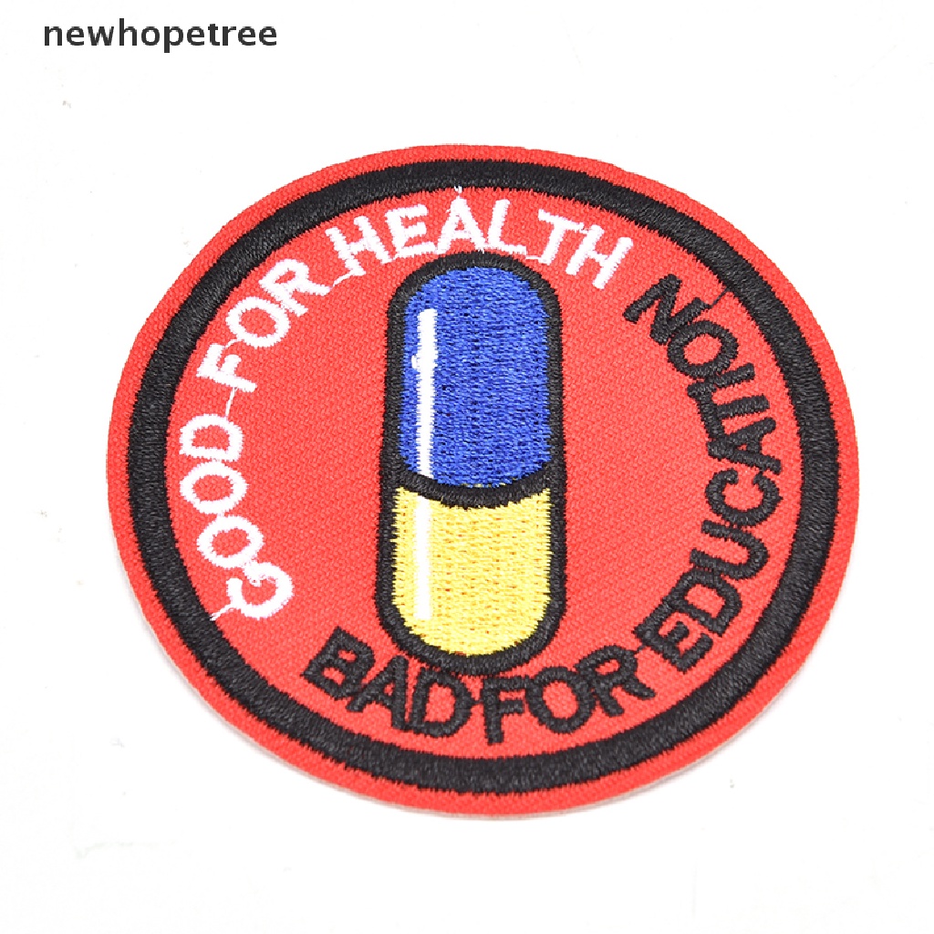 newhopetree japanese akira kaneda good for health, bad for education iron on patch  OIK