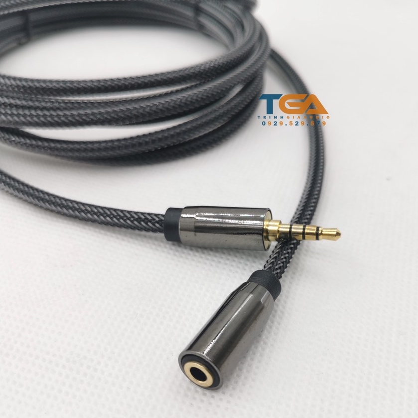 Dây nối dài tai nghe 4 khấc - kèm mic - bọc xác rắn