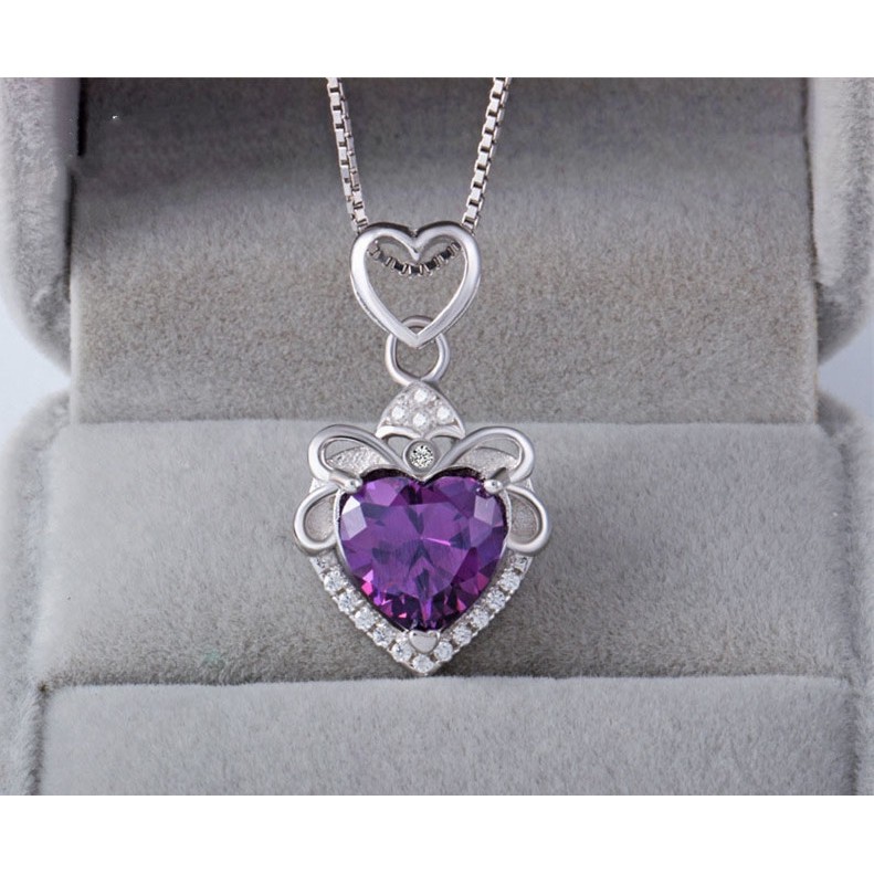 vòng cổ Bạc Mặt Ngôi Sao Và Trái Tim Đính Đá Thạch Anh Tự Nhiên Màu Bạc Mã Não 5369