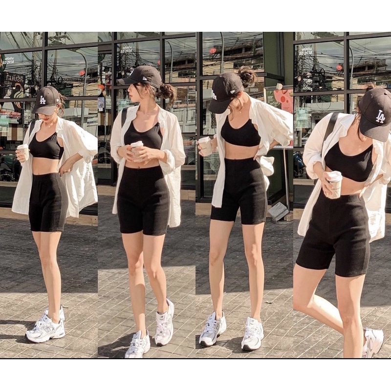 Quần legging lửng nữ trên gối bigsize co giãn bó ôm body dáng quần legging ngố thái nâng mông cạp cao vải cotton dày gym