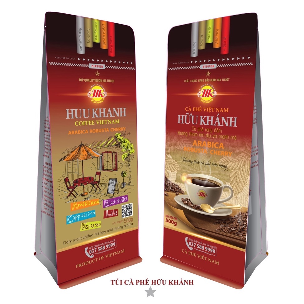 Cà phê bột Hữu Khánh - HK 1 SAO (500gr) - HK TRẢI NGHIỆM BAO BÌ MỚI