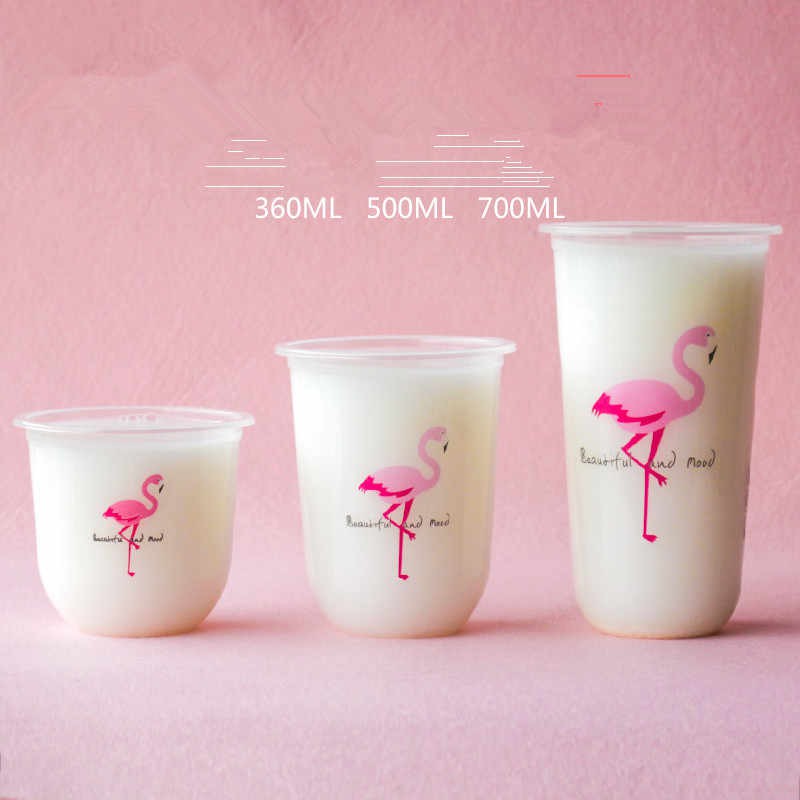 [NOWSHIP] 50 Cốc, Ly Bầu 360 - 500 -700ML ( Cốc Chữ U) Có Nắp Nhựa Dùng 1 Lần - Đựng Đồ Uống - Có Thể Dùng Được Màng Ép
