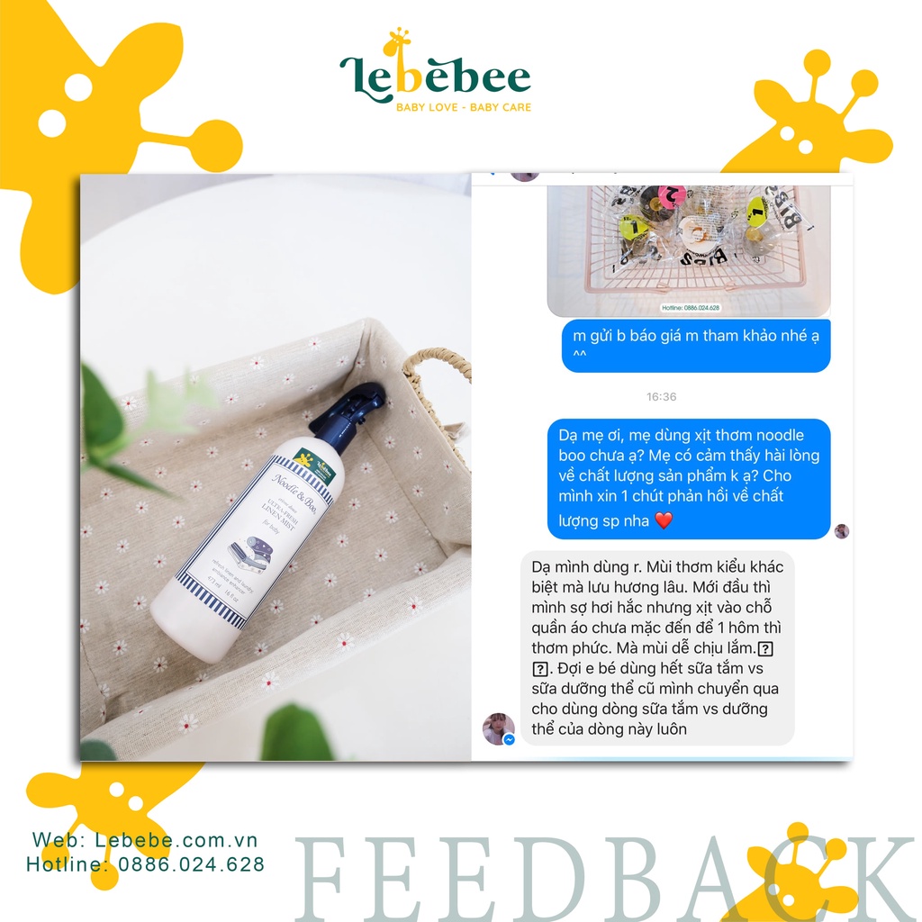 Xịt thơm quần áo em bé Noodle &amp; Boo 473ml