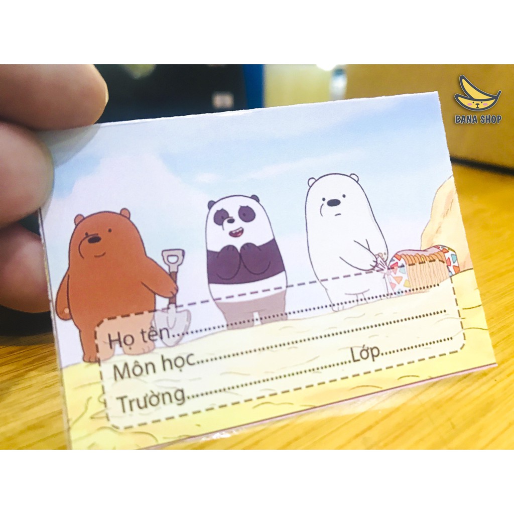 Set 16 nhãn vở anh em Bare Bear Chúng tôi đơn giản là gấu siêu cute