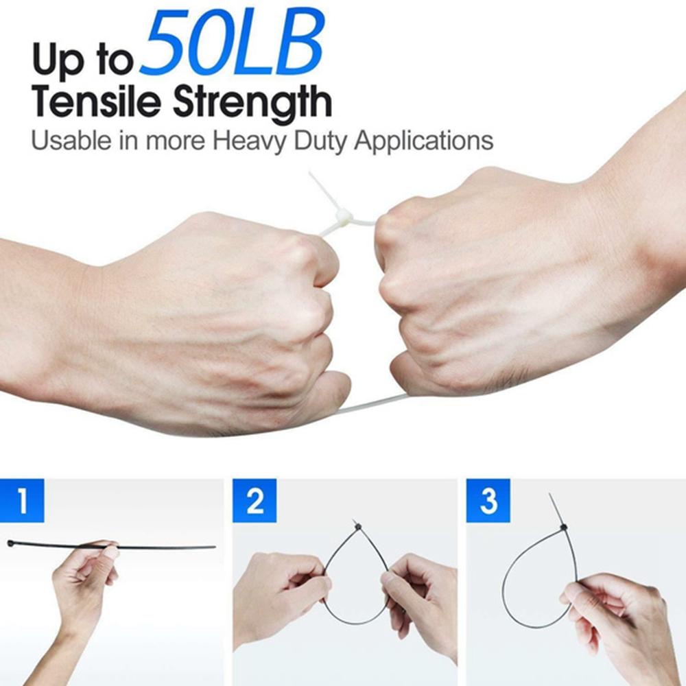 Vòng Khóa Dây Cáp Tự Khóa Bằng Nhựa Nylon Màu Trắng / Đen Thanh Lịch