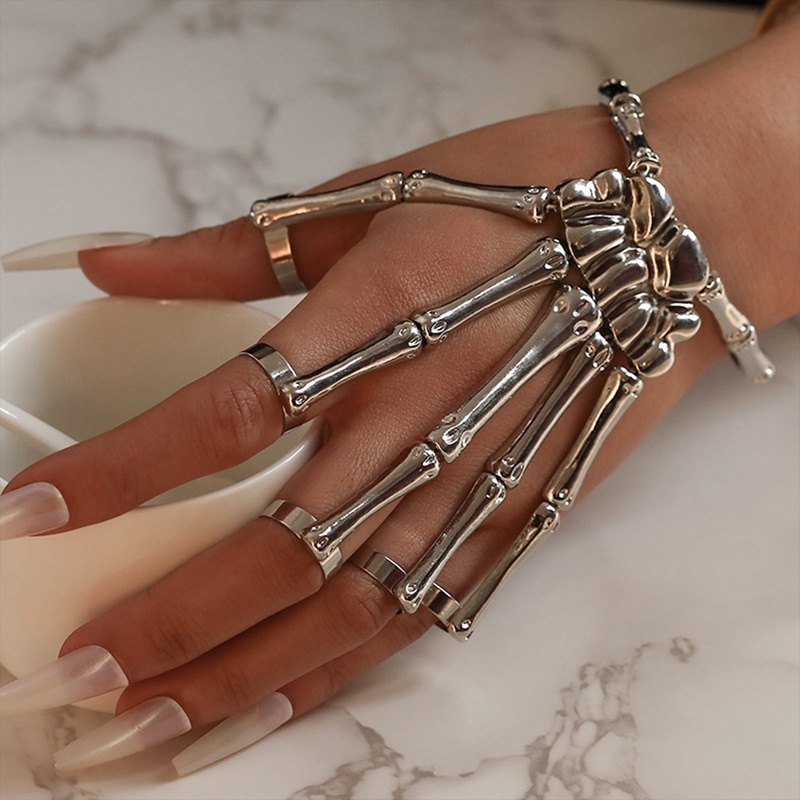 Vòng Đeo Tay Hình Xương Bàn Tay Xương Phong Cách Halloween | Thời Trang ESM Điều Chỉnh