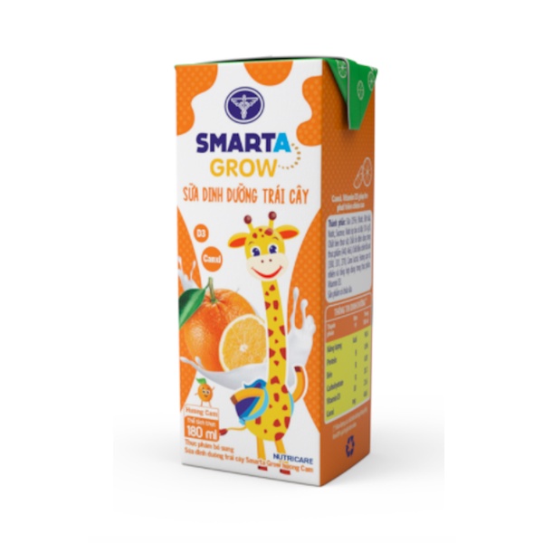 Thùng sữa dinh dưỡng trái cây Nutricare Smarta Grow hương Cam (180ml x 48 hộp)