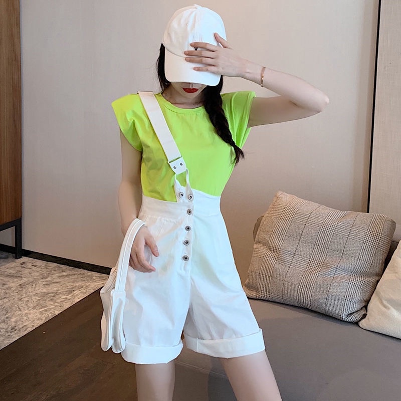 Quần Sooc Yếm Denim Dây Chéo Siêu Cá Tính