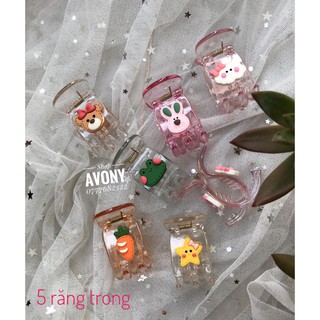 [đẹp] kẹp tóc càng cua 3 - 5 răng (nhựa nhám, nhựa trong) cao cấp icon sao mây
