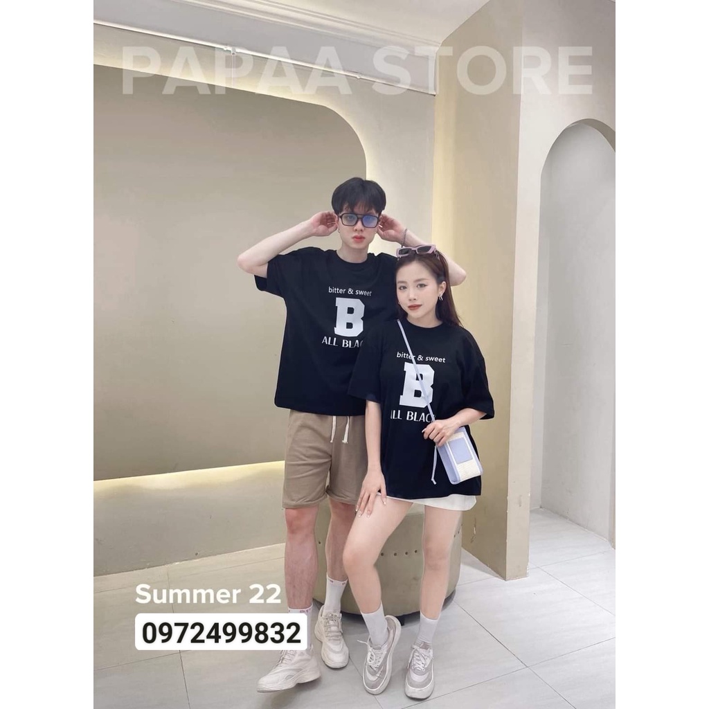 Áo thun nam nữ 100% cotton from unisex basic, Đồ đôi tay lỡ from rộng phong cách Hàn Quốc