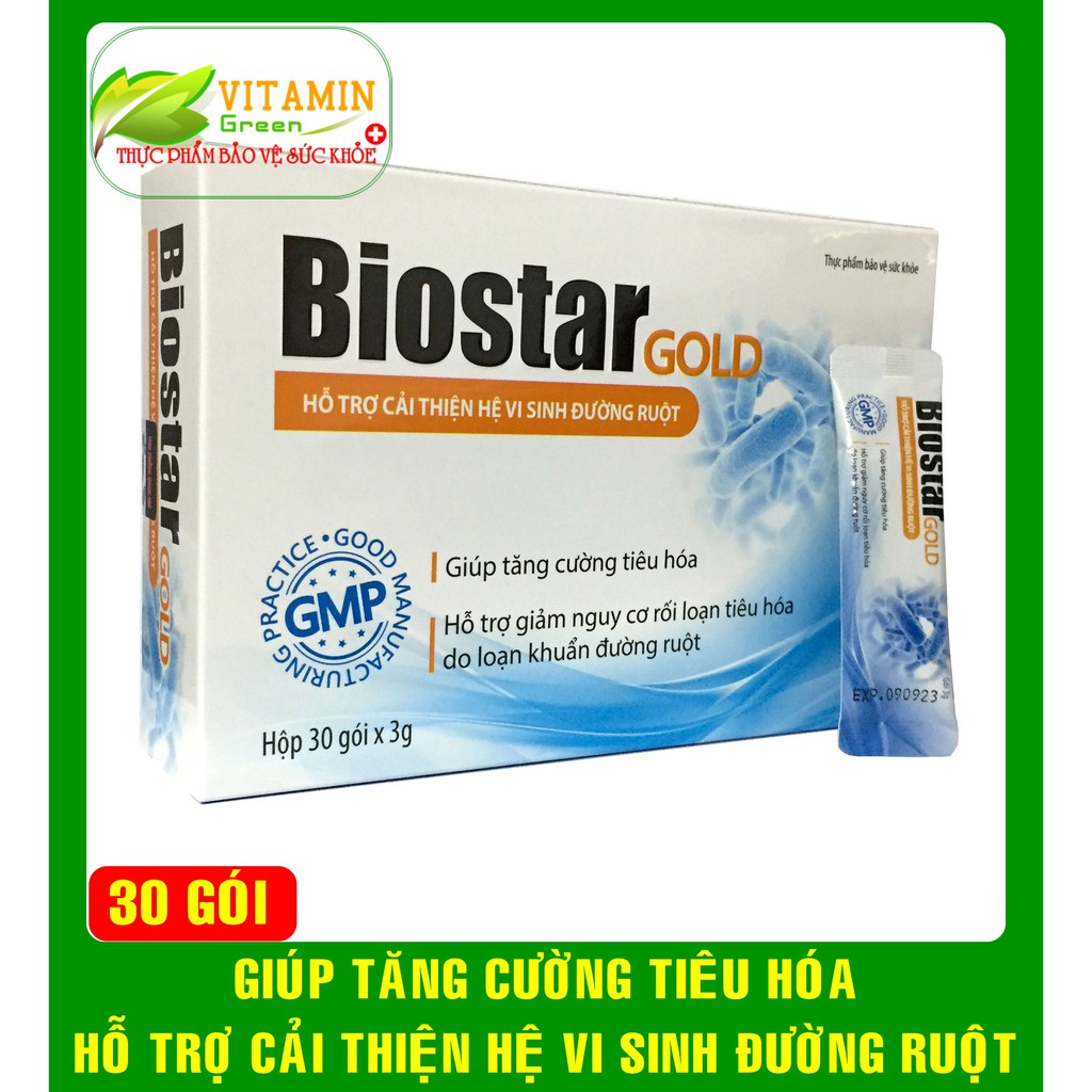  BIOSTAR GOLD BỔ SUNG LỢI KHUẨN, GIÚP TĂNG CƯỜNG TIÊU HÓA (Hộp 30 gói x 3g)