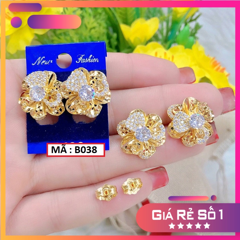 Bông tai hoa mai đính đá tuyệt phẩm