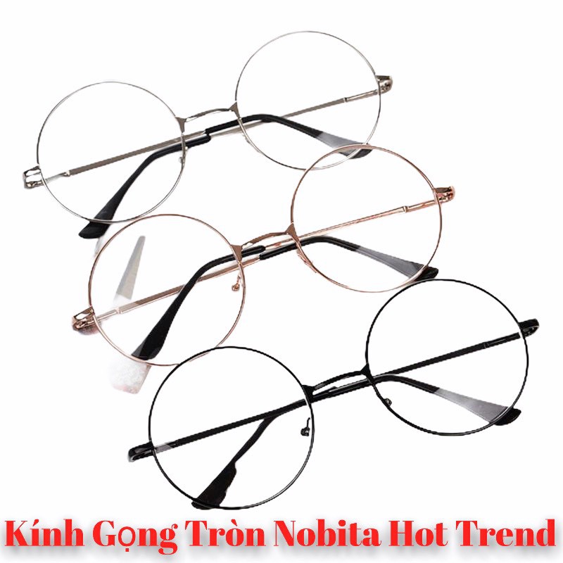 Kính Tròn Nobita Siêu Xinh, Kính Giả Cận Gọng Tròn Ngố Nhiều Màu Hot Trend