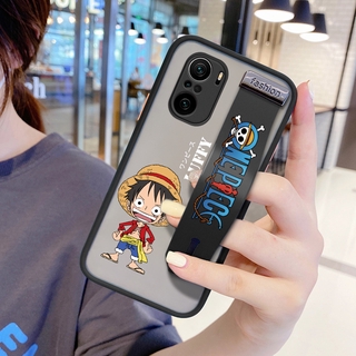 (Có Vỏ Dây Đeo Tay) Dành Cho Redmi K40 K40 Pro Xiaomi Poco F3 Anime Case Luffy Cover Phim Hoạt Hình Chống Sốc Mặt Sau Mờ Bảo Vệ Toàn Bộ Ống Kính Vỏ Điện Thoại