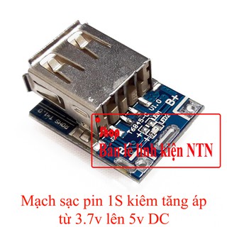 Mạch sạc pin 1S kiêm tăng áp từ 3.7v lên 5v DC