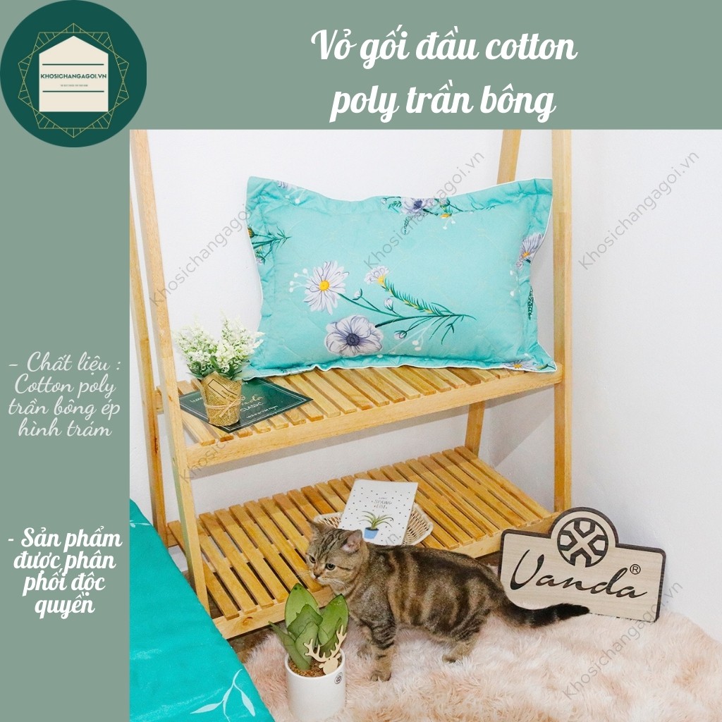 Vỏ gối đầu trần bông Cotton Poly cao cấp họa tiết đơn giản sang trọng