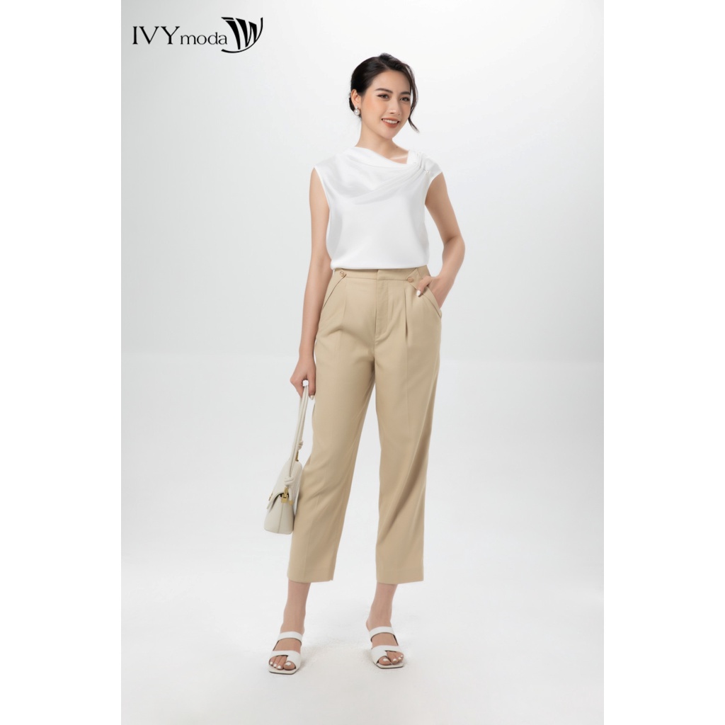 Quần Baggy nữ phối túi lật IVY moda MS 22B9215