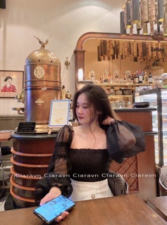 Áo tay voan cổ vuông