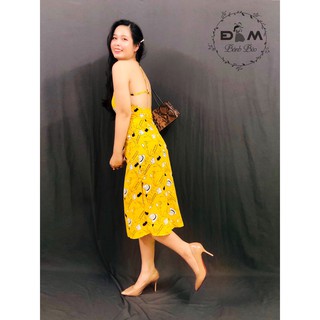 Đầm maxi hở lưng xẻ tà