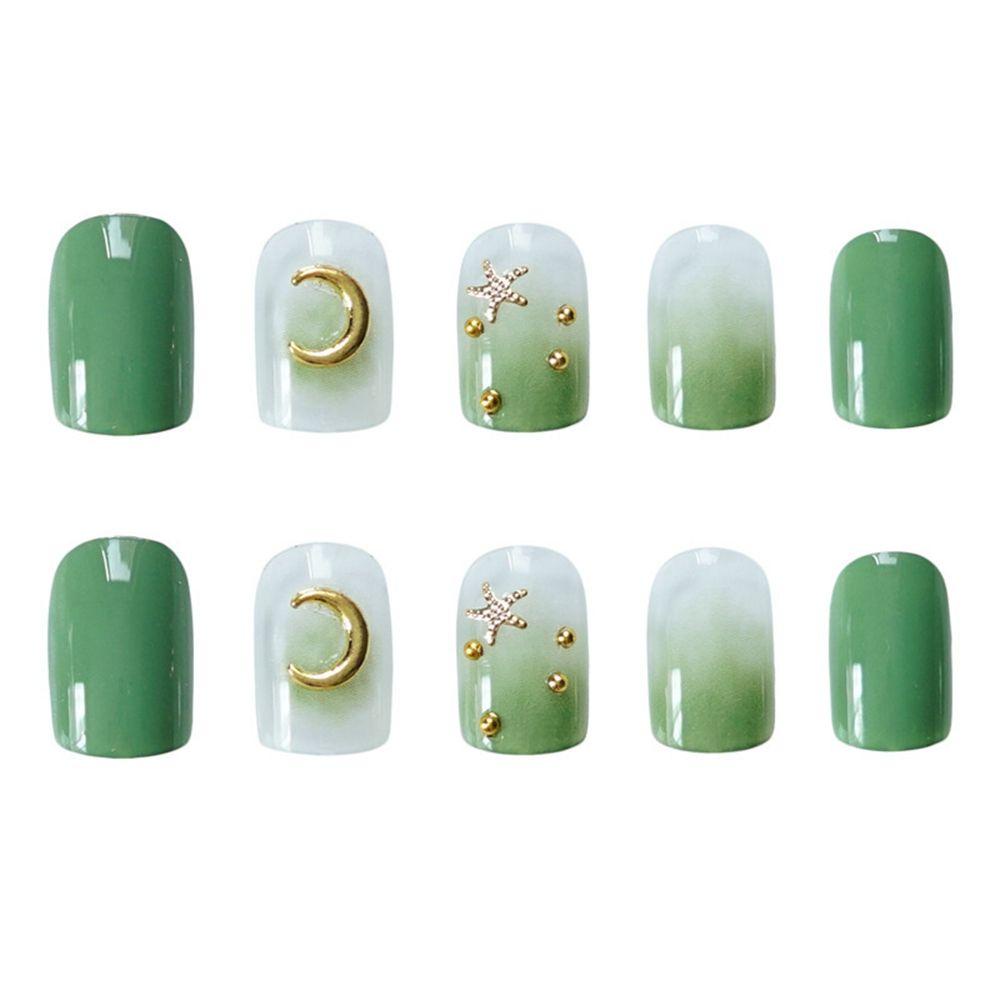 Bộ 24 Móng Tay Giả Ngắn / Tròn / Vuông Che Phủ Toàn Diện Kiểu Pháp
