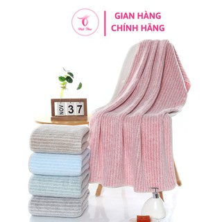 Khăn tắm lông cừu vân kẻ sọc cao cấp VIỆT THƯ, siêu mềm mịn, siêu thấm hút, siêu dày, 300g, 70x140cm