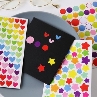 🌱Tapdexinh🌱 Sticker trái tim tròn sao nhiều màu 1pcs