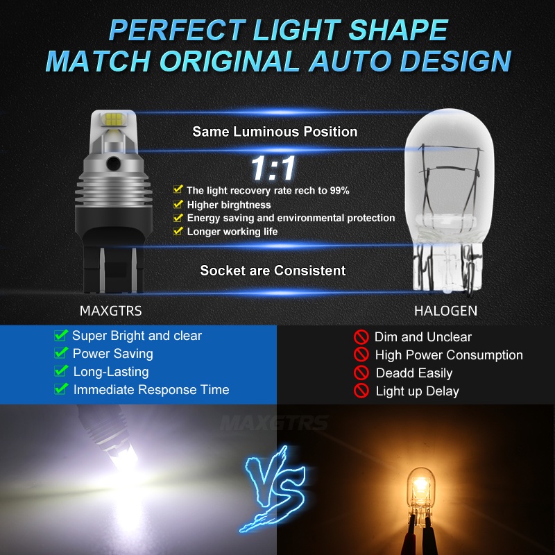 Set 2 đèn LED phanh MAXGTRS 2000LM 1157 BAY15D P21/5W 3570S 7443 W21 6000K cho xe hơi